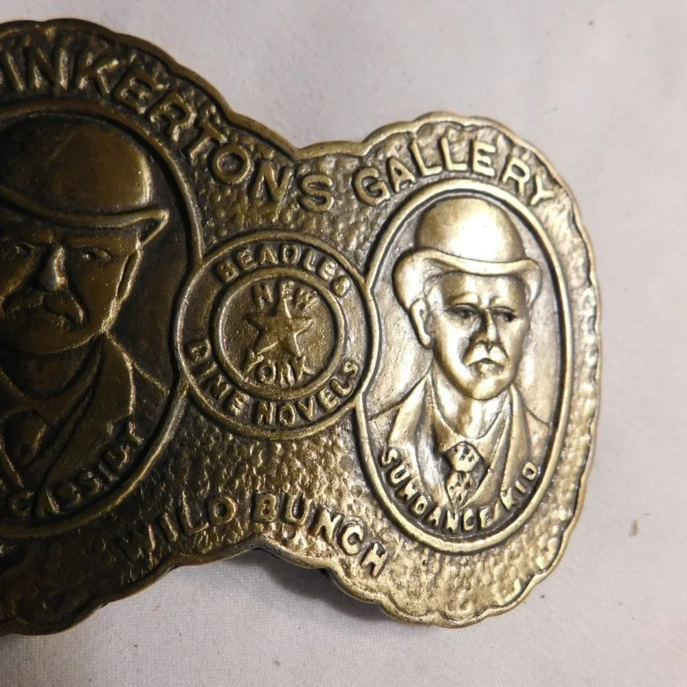 Pinkertons Gallery Brass Belt Buckle Butch Cassidy and Sundance Kid
